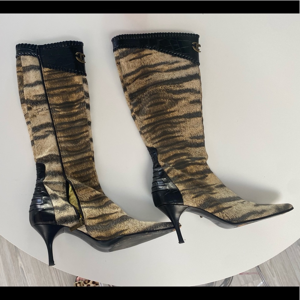 Just cavalli animal print below the knee boots